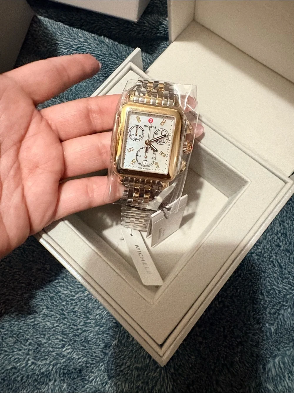 MICHELE Deco Diamond Chronograph Bracelet Watch, 33mm